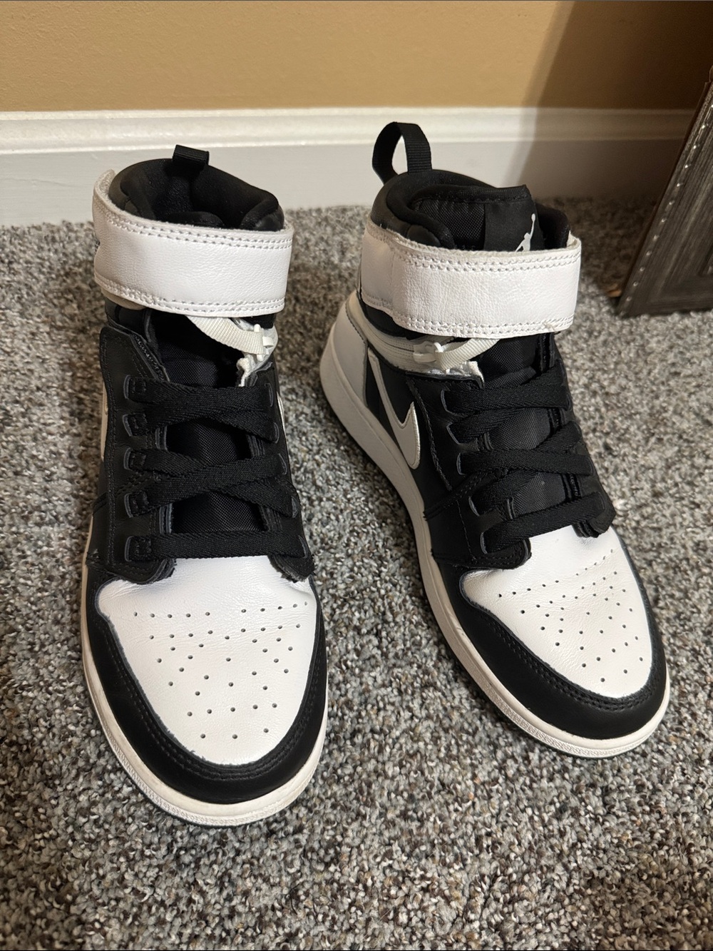 Nike Kids Black and White High-Top Sneakers with Ankle Strap